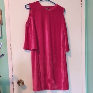 Lavon Pink Velour Cold Shoulder Dress NWT